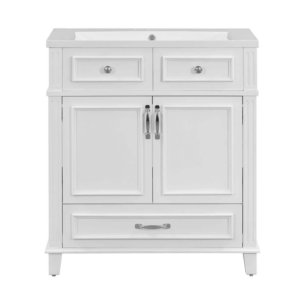 30 in. W x 18 in. D x 34 in. H Freestanding Bath Vanity Cabinet with Resin 