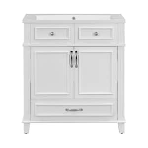 30 in. W x 18 in. D x 34 in. H Freestanding Bath Vanity Cabinet with Resin Top in White w/Soft Closing Doors & Drawer