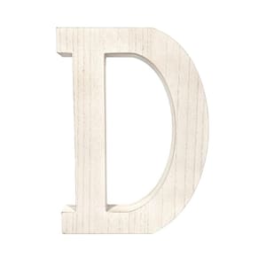 Large 15.75 in. Tall Distressed White Wash Decorative Monogram Wood Letter (D)
