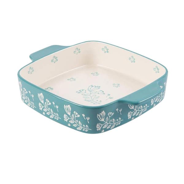 Ceramic Square Baking Pan Rose Pattern Porcelain Chip-Resistant Oven Safe Casserole Lasagna Brownie Dish