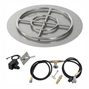 24 in. Round Stainless Steel Flat Pan with Spark Ignition Kit - Propane (18 in. Ring Burner Included)