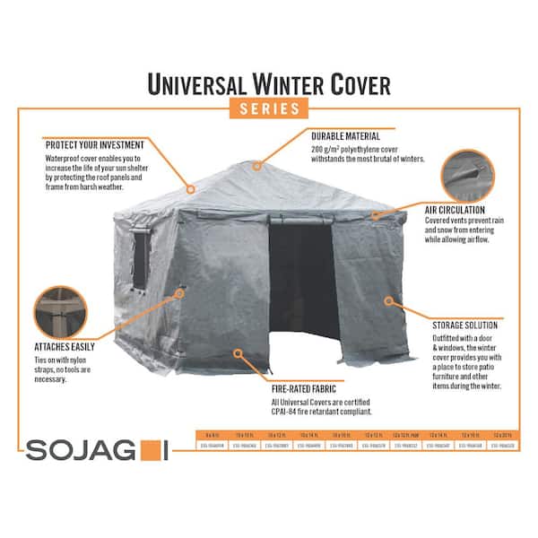 Sojag 12 x 16 Universal Grey Winter Cover For Gazebos 135