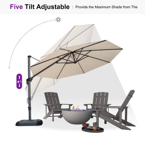 abba patio cantilever umbrella instructions 11 Ft Double Roof Round Offset East Oak PURPLE LEAF 10 ft. Octagon