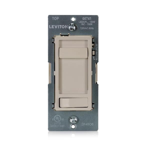 SureSlide LED Advanced Dimmer Switch for LED and Incandescent Bulbs,150-Watt Single Pole or 3-Way,Light Almond 66741-00T