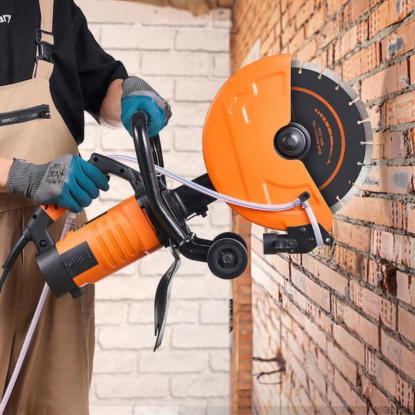 12 in. Electric Concrete Saw, 1800W, 15A Motor, 4.5 in. Adjustable Depth, Includes Water Line, Pump, 28 in. x 9 in.