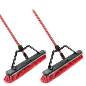 24 in. Heavy-Duty Multi-Surface Squeegee Push Broom with Brace and Steel Handle (2-Pack)