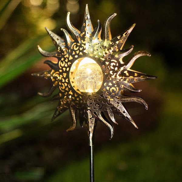 OGETFUUR Sun Solar Lights Garden Outdoor Waterproof Metal