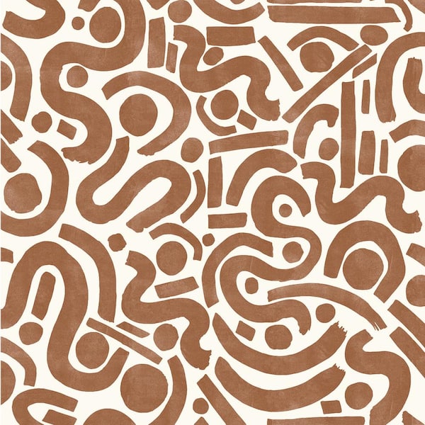 NuWallpaper Orange Terracotta Edie Geometric Peel and Stick Wallpaper Sample