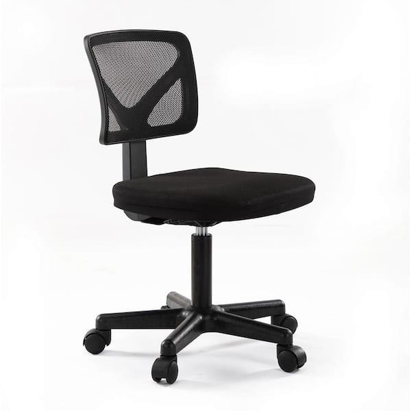 Black Ergonomic Office Chair Mesh, Office Chair No Arms Lumbar Support