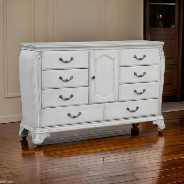 Benjara Gray and Nickel 8-Drawer 65.98 in. W Dresser without Mirror
