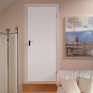 36 in. x 80 in. Flush Hardboard Right-Handed Hollow-Core Smooth Primed Composite Single Prehung Interior Door