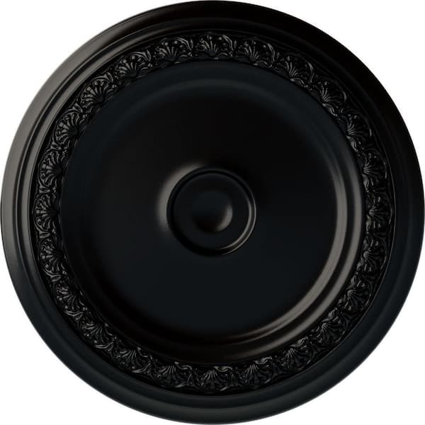 Ekena Millwork 31-1/8" x 1-1/2" Carlsbad Urethane Ceiling Medallion (Fits Canopies up to 5-1/2"), Hand-Painted Jet Black
