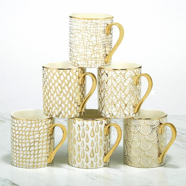 Tiger 6-Piece Patterned Multi-Colored Porcelain 14 oz. Mug Set (Service for 6)