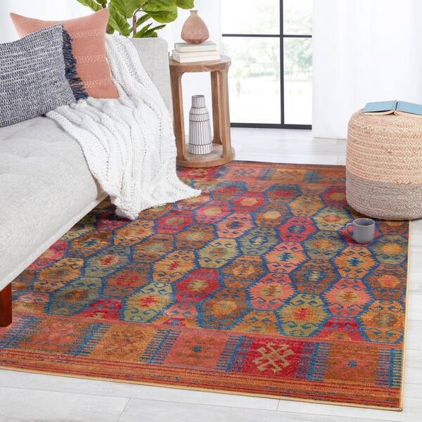 Jaipur Living Prisma Gold/Blue 8  in. x 11  in. Tribal Rectangle  Area Rug RUG151053 - The Home Depot