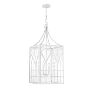 Meridian 16 in. W x 36.50 in. H 4-Light Distressed White Standard Pendant Light