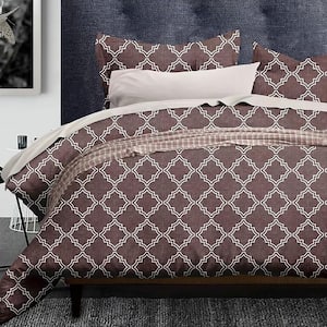 4-Piece All Season Bedding  Comforter Set, Ultra Soft Polyester Elegant Bedding Comforters, King size, Brown