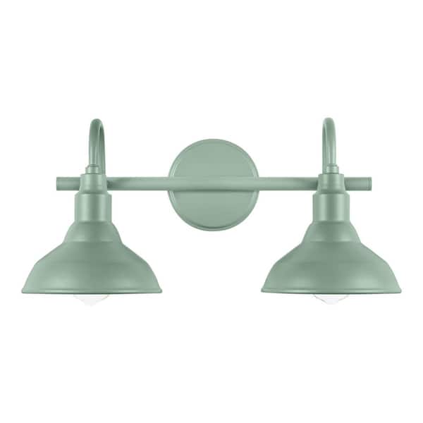 Hampton Bay Kelford 18 in. 2-Light Teal Bath Vanity Light