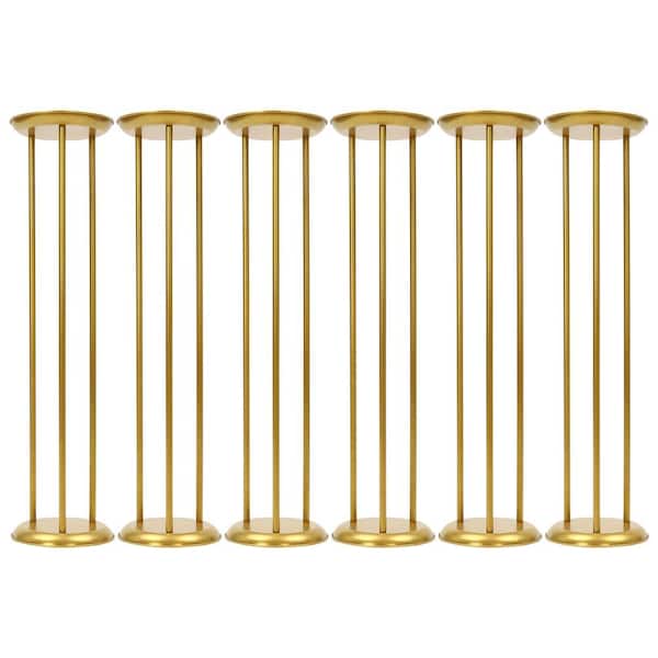 YIYIBYUS 31.5 in. x 7.87 in. x 7.87 in. Outdoor Gold Metal Floor Flower Plant Stands Round Wedding Flower Display Stand (6-Pack)