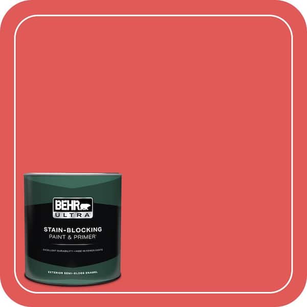 BEHR ULTRA 1 qt. #150B-6 Firecracker Semi-Gloss Enamel Exterior Paint & Primer