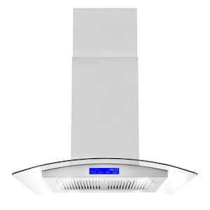 30 in. 380 CFM Ducted Island Range Hood in Stainless Steel with LED Lighting and Permanent Filters