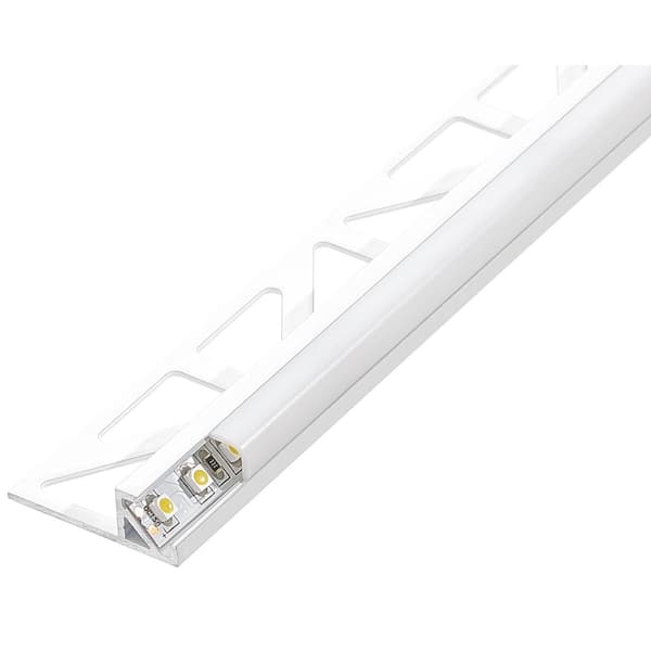 Squareline-LED 7/16" x 7/16" x 8' 2-1/2" Square Box LED-Illuminated Aluminum Pwdr Ctd White Molding and Transition Trim