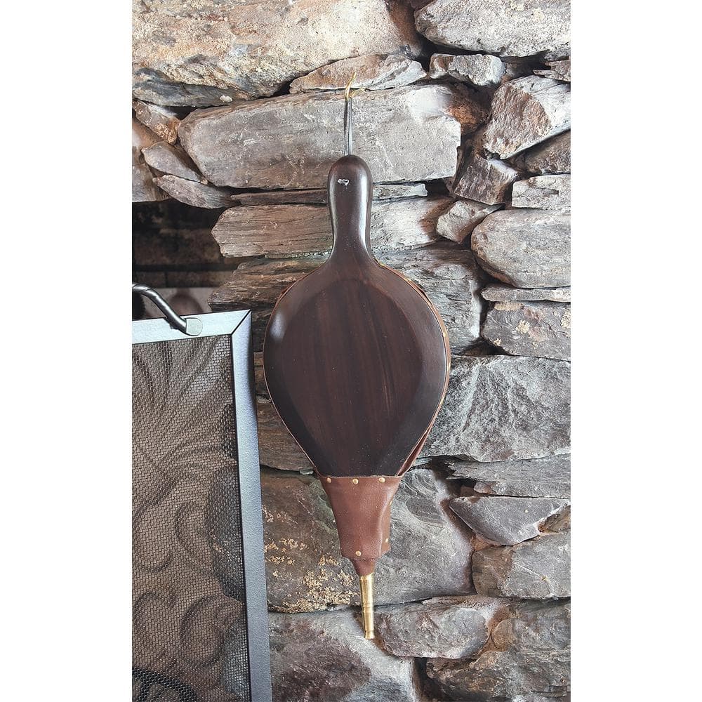 Nut-Brown Mango Hardwood and Brass Fireplace Bellows