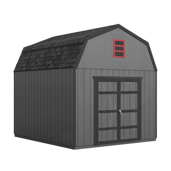 Handy Home Products Installed Braymore 10 ft. x 12 ft. Wooden Shed with Driftwood Shingles