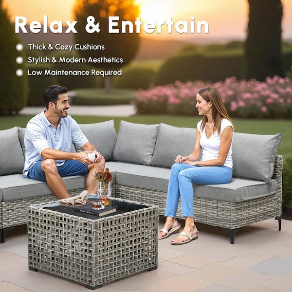 HOOOWOOO Howell 10-Piece Wicker Outdoor Patio Conversation