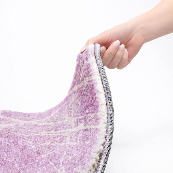 Dream Shag Premium Machine Washable Abstract ADS628 Lilac 9 ft. x 12 ft. Area Rug