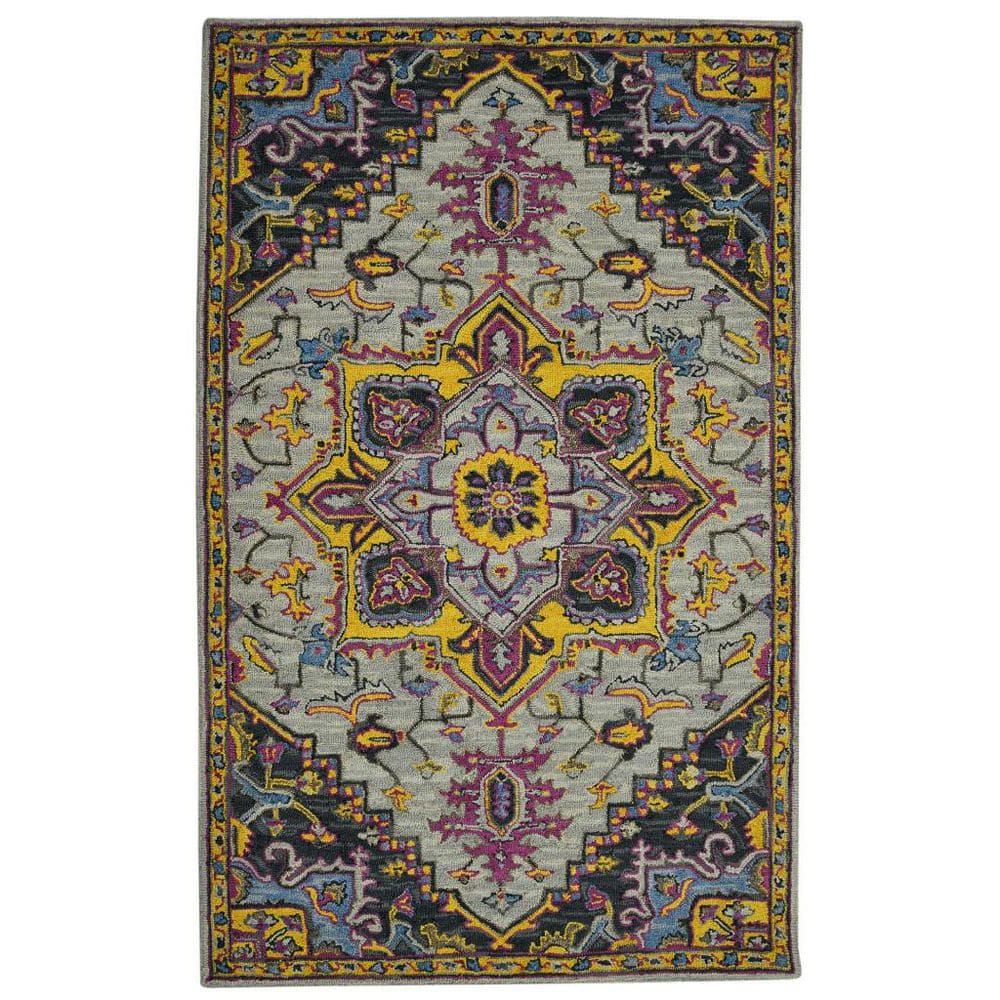 8 ft. x 11 ft. Gray Purple And Gold Wool Medallion Hand Tufted Area Rug price history on PriceWatchPro