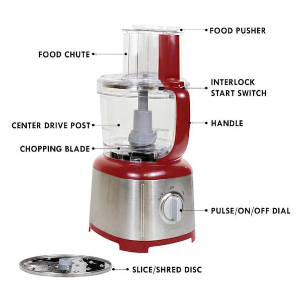 12 Cup Food Processor, 6 Functions for Chopping, Slicing, Shredding Purees  & Dough