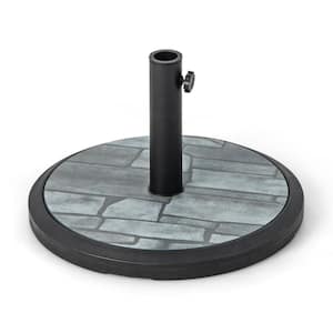 35 lbs. Metal Patio Umbrella Base with Built- in Cement in Black and Gray