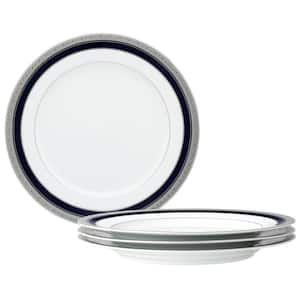 Crestwood Cobalt Platinum 10.5 in. (White) Porcelain Dinner Plates, (Set of 4)