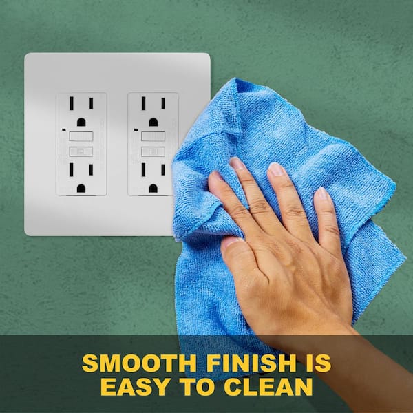 2-Gang Decorator Screwless Wall Plate, GFCI Outlet/Rocker Light Switch Cover, Two Gang, White (10-Pack)