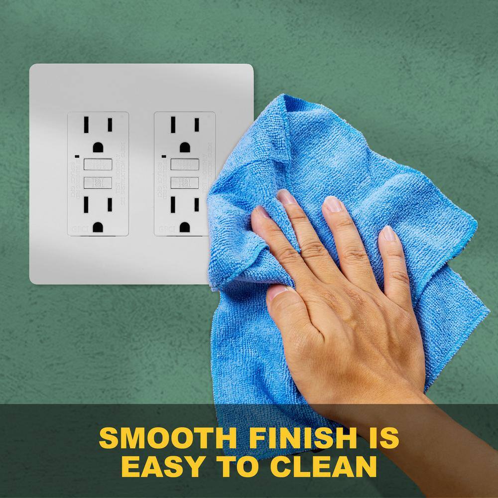 White Polycarbonate 2-Gang Screwless Wall Plate Cover