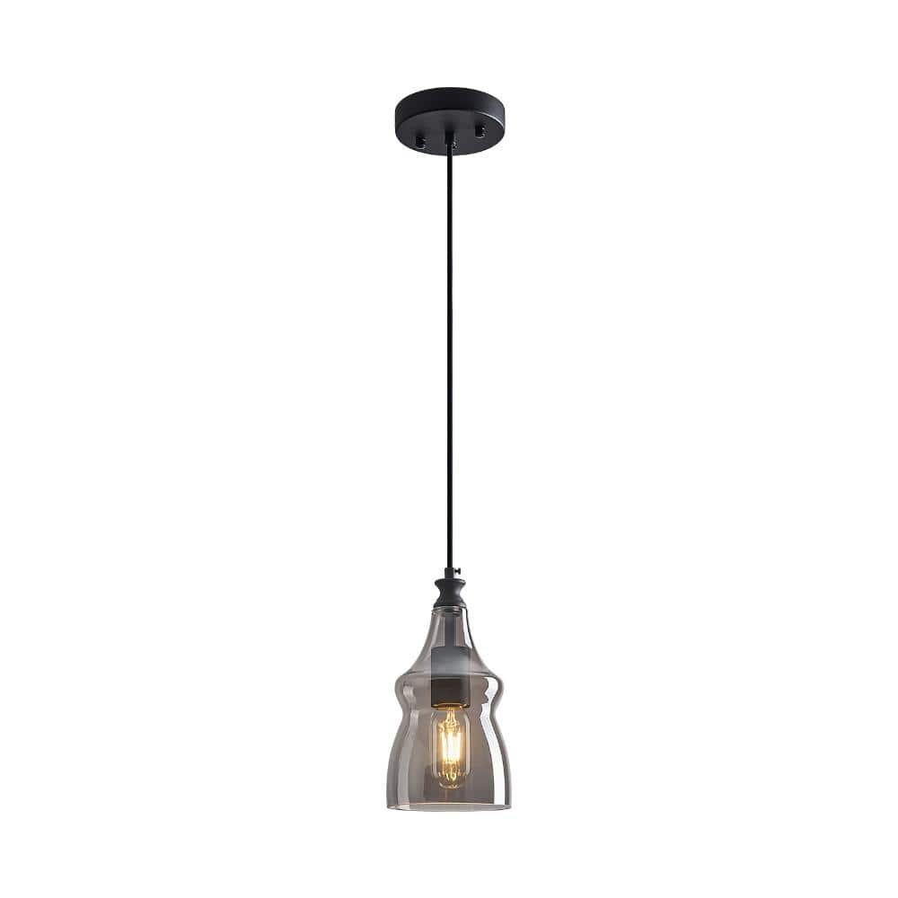 60W 1-Light Black Pendant Light Gray Hourglass Glass Adjustable Hanging Kitchen Island  Over Sink Bedroom Office price history on PriceWatchPro