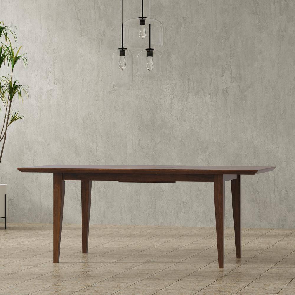 Colby Contemporary Walnut Wood 76 in. Rectangle Extendable 4 Legs Dining Table, Seats 8