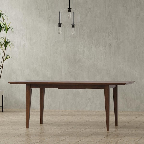 Colby Contemporary Walnut Wood 76 in. Rectangle Extendable 4 Legs Dining Table, Seats 8