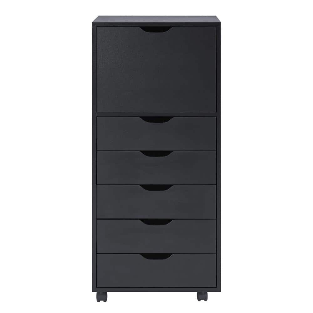 MAYKOOSH Black, 6Drawer with Shelf, Office File Wooden File