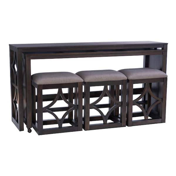 Linon Home Decor Wyeth 72 in. L Umber Brown Rectangle Wood Top Rolling ...