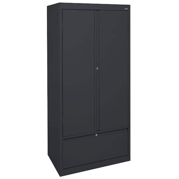 Sandusky Systems Series 30 in. W x 64 in. H x 18 in. D Storage Cabinet with File Drawer in Black