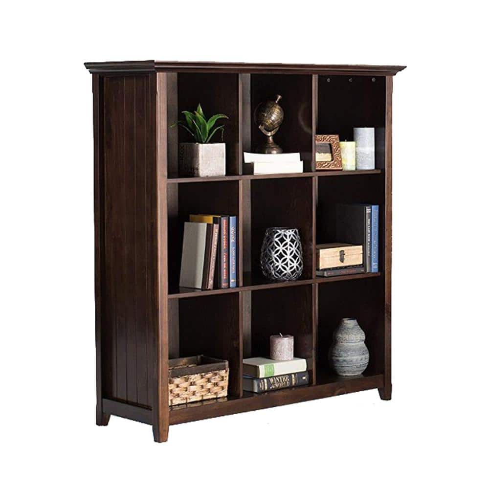 Brunette Brown Solid Wood 9-Cube Bookcase and Storage Unit
