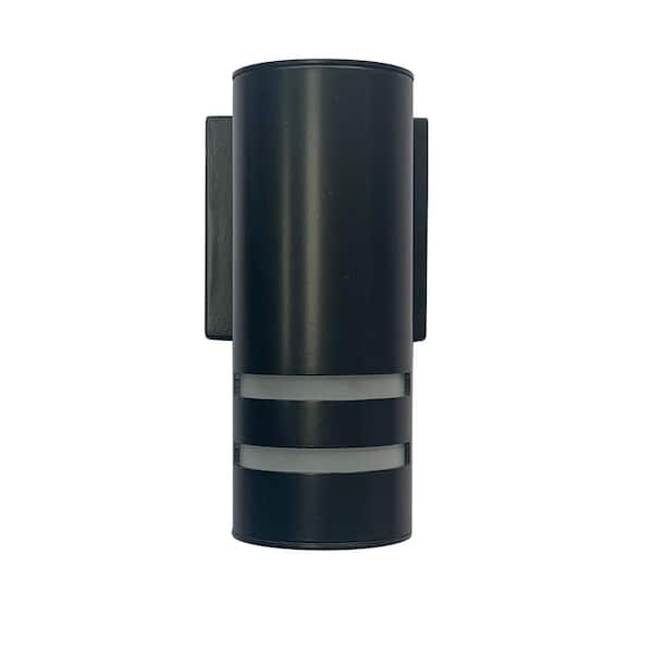 Mediterraneo Genoa Black Integrated LED Outdoor Wall Cylinder Light