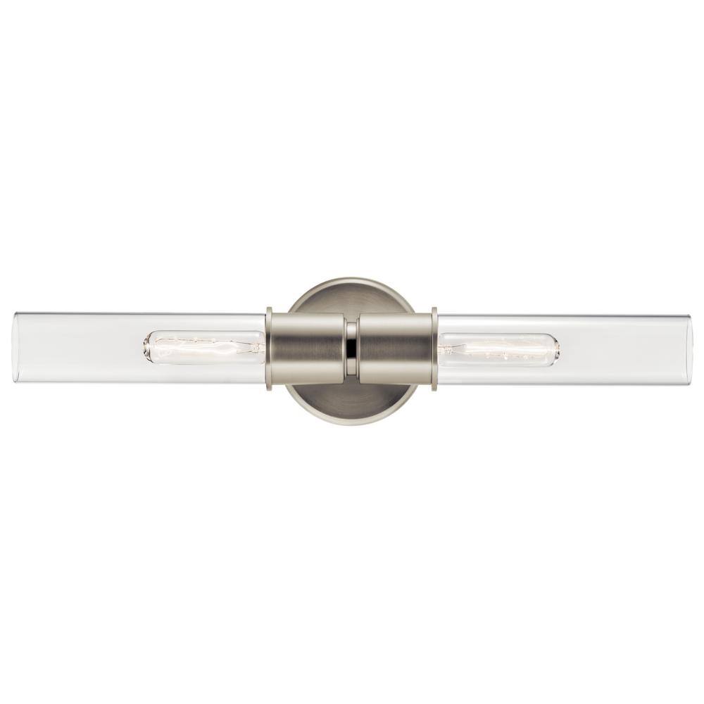 Aviv 24" Brushed Nickel 2-Light Wall Sconce with Clear Glass