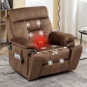 Flagship Oversized(Flat more than 6.1 ft.) Velvet Lift Recliner with Massage,Heating,Assisted Standing -Antique Brown 2