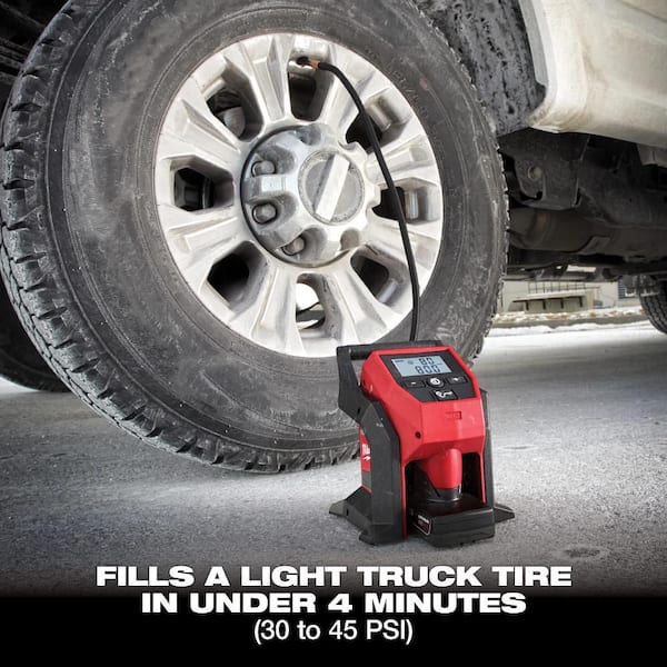 Milwaukee M12 12-Volt Lithium-Ion Cordless Portable Inflator Kit with  Ah Battery, Charger and Bonus Ah Battery Pack 2475-21XC-48-11-2420