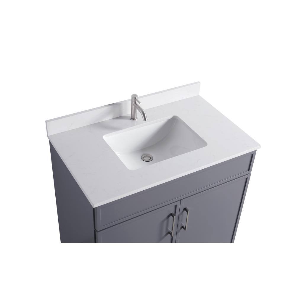 Gray 36" Freestanding Vanity with White Cultured Marble Top