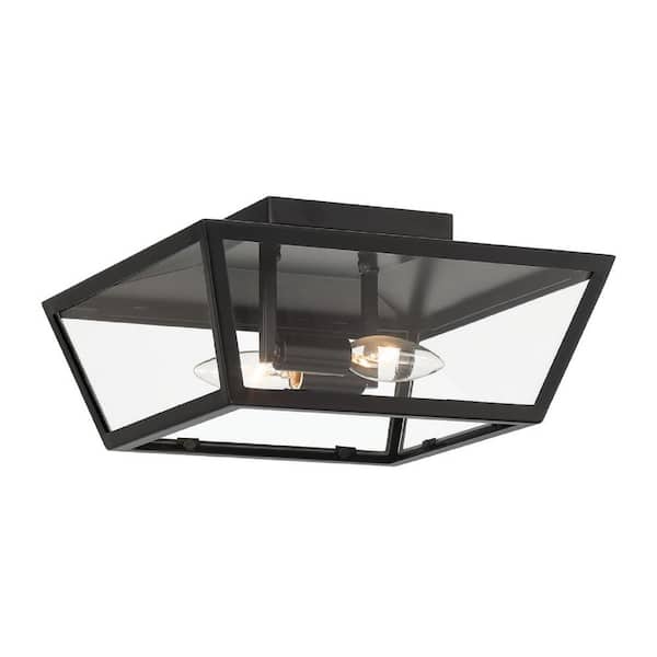2-Light Black Outdoor Flush Mount