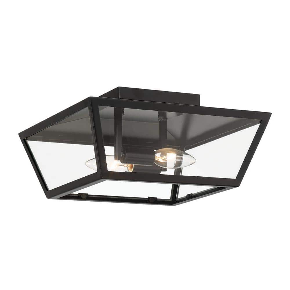 Easylite 2-Light Black Outdoor Flush Mount 46505-HBT - The Home Depot