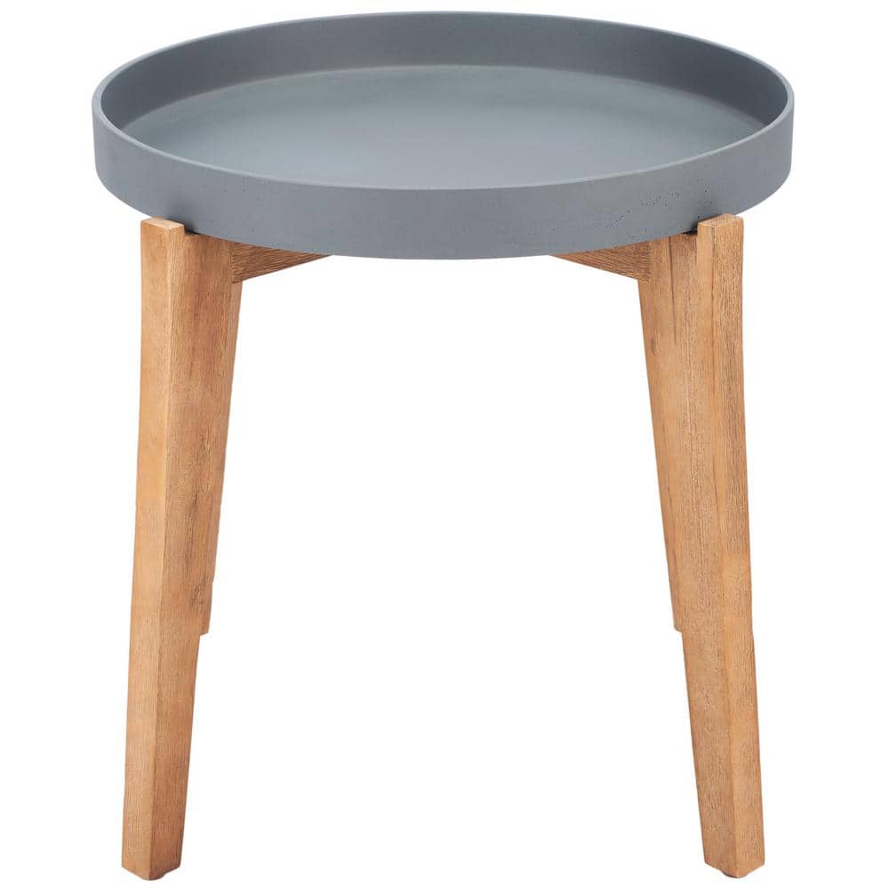 Charlen 24'' Gray and Natural Acacia Wood Side Table
